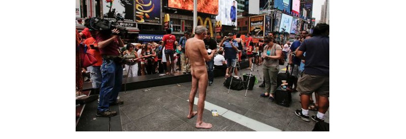 Political Candidate Strips Naked In Times Square To Campaign I HATE