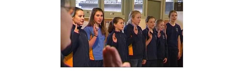 Girl Guides reciting their pledge
